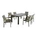 GDF Studio Swarthmore Outdoor Aluminum 7 Piece Dining Set with Glass Top Gray Wicker