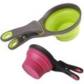 Acronde Collapsible Pet Scoop Silicone Measuring Cups Set Sealing Clip 3 in 1 Multi-Function Scoop Bowls Bag Clip for Dog Cat Food Water Set of 2 (1 Cup & 1/2 Cup Capacity) (Multicolor)