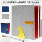 Duety 60 Pages Large Photo Album Self Adhesive Photo Album with Pen Pictures DIY Scrapbook Album Linen Hardcover Photo Album Storage Box for Baby Wedding