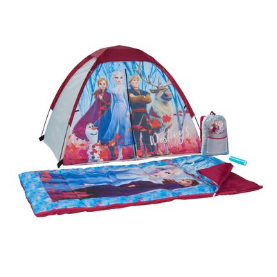 Exxel Outdoors Disney Frozen 2 Kids 4 Piece Camping Set with Tent & Sleeping Bag - (L x W x H): 48 x 36 x 36 inches