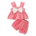NKOOGH Baby Girl Outfits Outfits for Teen Girls for School Summer Toddler Girls Sleeveless Bowknot Tops Shorts Two Piece Outfits Set for Kids Clothes