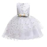 B91xZ Prom Dresses For Teens Kid Children Girl Sleeveless Floral Embroidered Tulle Ball Gown Princess Prom Dress Size 6 Dress White 7 Years