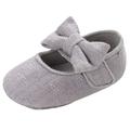 0-3 Months Baby Girls Shoes Infant Mary Jane Flats Princess Wedding Dress Baby Sneaker Shoes Toddler Kid Baby Girls Princess Cute Toddler Solid Color Bow-knot Soft Sole Shoes Gray