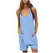 CQCYD Jumpsuits for Women Dressy Sleeveless Jumpsuits Printed Loose Casual Jumpsuits Casual Summer Overalls Cotton Linen Shorts Rompers Jumpsuits Wide Pocket Leisure Jumpsuits Blue M #8