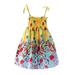 Girls Midi Dress Sleeveless Midi Dresses Floral Print Yellow 120