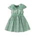 Girls Dresses Short Sleeve Midi Dresses Casual Print Green 18M