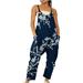 JURANMO Womens Jumpsuits Casual Floral Print Wide Leg Sling Sweet Beach Romper Loose Floral Print Boho Bib Overalls for Women