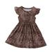 DxhmoneyHX Toddler Girls Summer Leopard Print Dress Short Sleeve Ruffle Dresses Casual Cute Print Swing Dresses