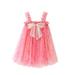 B91xZ Tulle Prom Dresses Party Beach Dresses Birthday 16Y Layered Girls Summer Beach Sleeveless Baby Princess Straight Dress Hot Pink 4-5 Years