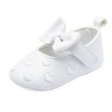 6-9 Months Baby Girls Shoes Infant Mary Jane Flats Princess Wedding Dress Baby Sneaker Shoes Toddler Kid Baby Girls Princess Cute Toddler Solid Color Soft Leather Bow Shoes White