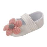 6-9 Months Baby Girls Shoes Infant Mary Jane Flats Princess Wedding Dress Baby Sneaker Shoes Toddler Kid Baby Girls Princess Cute Toddler Flowers Soft Sole Solid Color Shoes White