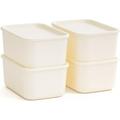 IRIS USA 4Pack Plastic Stackable Lidded Storage Organizer Bins Medium