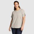 Eddie Bauer Women's Favorite Short-Sleeve Drop-Shoulder Crew-Stripe - Bright Copper - Size XL