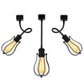 Kiven J Track Pendant Lightning 3 Lights Industrial J Track Light Heads Adjustable Tilt Angle with Black Iron Cage Shade for Bedroom Kitchen Home Lighting E26 Socket