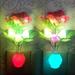 Led Night Light With Sensor Plug-in Auto Switch Rose Flower Mushroom Night Lamp Wall Light