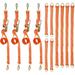 VEVOR Ratchet Tie Down Strap 15.6ft x 2in Polyester Ratchet Strap 4000 lbs Working Load 12 PCs Heavy Duty Car Strap w/ Double Hooks Car Tie Down Strap with Chain Anchors Security Fastening Orange