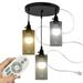 FSLiving 3-Light Swag Pendant Light with 15ft Plug-in UL Cord Phenolic Socket Remote Control with Stepless Dimming Black Metal Guard Iron Mesh Ceiling Light for Kitchen Island Corrider Bedroom - 1 Set
