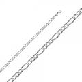 14K White Gold 4mm Figaro 3+1 Concave Chain : 7.5