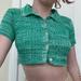 Urban Outfitters Tops | Button Up Green Crop Top | Color: Green | Size: S