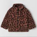 Zara Jackets & Coats | Animal Print Quilted Fleece Jacket | Color: Black/Brown | Size: 2-3 Years Old