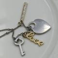 American Eagle Outfitters Jewelry | 3 For 25aero Silver Tone Heart Key Love Necklace | Color: Gold/Silver | Size: Os