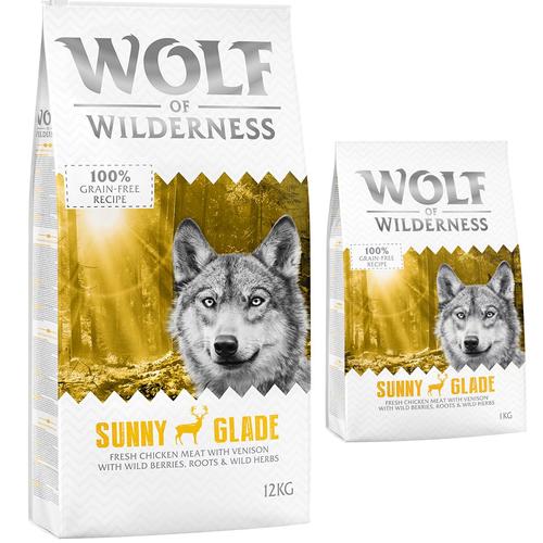 12 + 2 kg gratis! 14 kg Wolf of Wilderness Trockenfutter - Sunny Glade - Hirsch