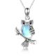 HARMONY BOLA Owl Necklace with Crystal 925 Sterling Silver Animal Bird Pendant Silver Jewellery Gift for Women, 45.7+5.1 CM Necklace Extender (Moonstone)