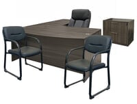 Office Desk & Chair Set for 12' x 12' Office - Charcoal Laminate