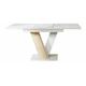 Mobilier1 - Table Goodyear 104, Blanc brillant + Sonoma chêne, 76x80x120cm, Allongement, Stratifié