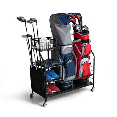 Costway Double Golf Bag Organizer with Lockable Un...