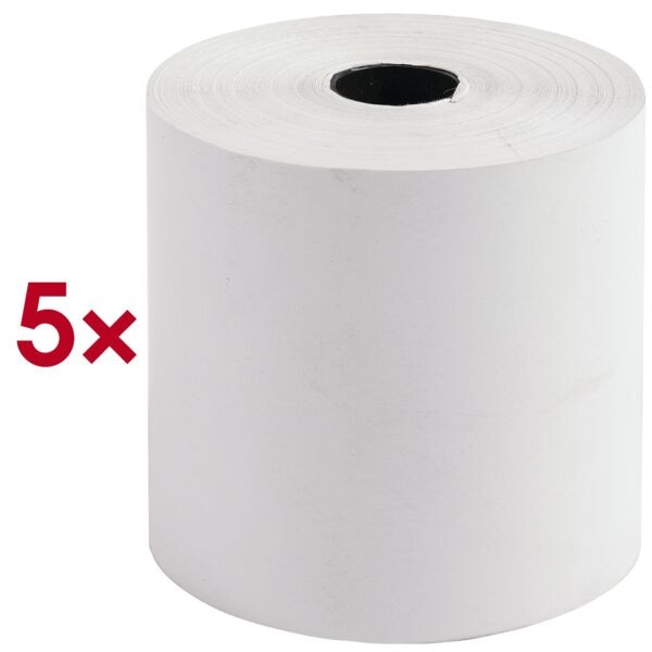 EXACOMPTA 5er-Pack Thermo-Kassenrollen 80 mm / 80 m - 44 g/m² weiß, 8 cm Image