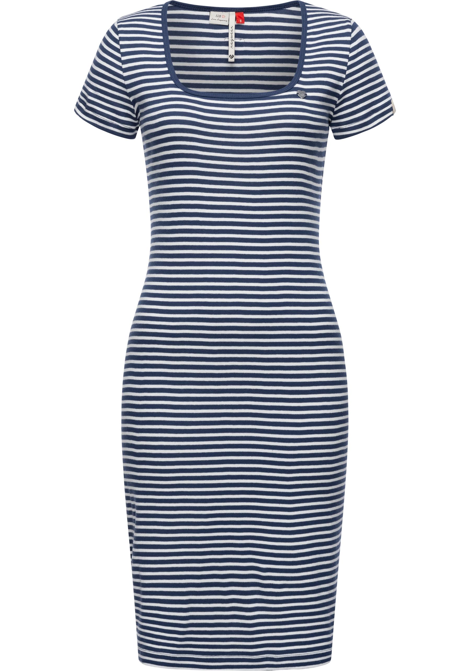 „Shirtkleid RAGWEAR „“Kimber““ Gr. XL (42), Normalgrößen, blau (indigo) Damen Kleider Freizeitkleider stylisches gestreiftes Sommerkleid“