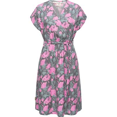 Jerseykleid RAGWEAR "Selyma Organic", Damen, Gr. L (40), Normalgrößen, grau, 100% Lyocell, modisch, figurbetont ca. Mitte Oberschenkel, V-Ausschnitt, Kurzarm weit, Kleider, stylisches Shirtkleid mit V-Ausschnitt und Bindegürtel Image
