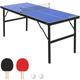 Portable Table Tennis Table Mid-Size Ping Pong Table for Indoor Outdoor Foldable Table Tennis Table with Net Blue 60 x 26 x 27.5inch