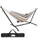 SuperDeal Double Size Striped Hammock Camping Swing Oxford Cloth + Steel Stand 112in x 42in 440lbs Brown-Gray