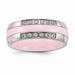 7mm Stainless Steel Polished Pink Ceramic Cubic Zirconia Ring - Size 10