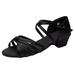 Women s Ballroom Dance Shoes Professional Latin Salsa Dancing Shoes Open Toe Low Block Chunky Heels Dancing Sandals Cross Strap Wedding Shoes