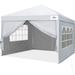 ForYard Pop Up Canopy Tent with Detachable Window Sidewalls 10x10 ft Instant Outdoor Gazebo Enclosed Waterproof Party Tent White