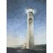 The Holiday Aisle® Christmas Light Wrapped Lighthouse - Wrapped Canvas Print Canvas in Blue/Gray/White | 16 H x 12 W x 1.25 D in | Wayfair