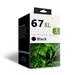 67XL 1 Pack Ink Cartridge Black Replacement for HP Deskjet 2742e 2752e 2755e Envy Pro 6455 6458