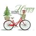 The Holiday Aisle® Happy Holidays Bicycle by Cindy Jacobs - Wrapped Canvas Print Canvas | 12 H x 16 W x 1.25 D in | Wayfair