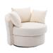 Barrel Chair - Hokku Designs Akeisha 40.16 inches Wide Polyester Swivel Barrel Chair Polyester in White | 31.5 H x 40.16 W x 35.43 D in | Wayfair