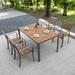 Wildon Home® Idrak Rectangular 4 - Person 59.06" Long Aluminum Outdoor Dining Set Wood/Metal in Brown/Gray | 59.06 W x 32.28 D in | Wayfair