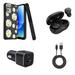 BD Combo Bundle Case for Moto G Power 5G 2023 Case - (Chamomile Flowers) Dual Shockproof Protector Armor Case with Wireless Earbuds 30W Dual (USB-C USB-A) Car Charger Type-C to USB Cable