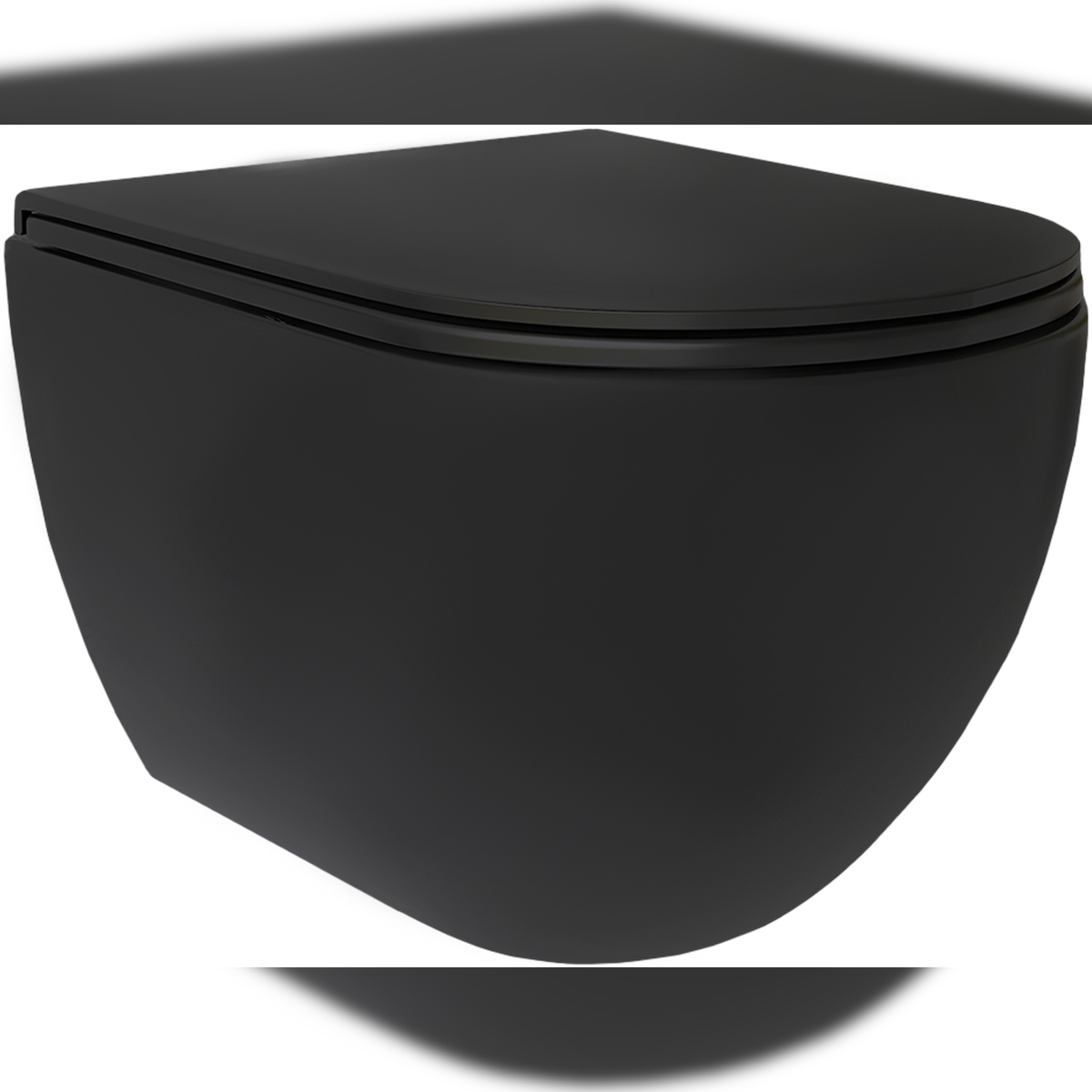 Alpenberger Wand-WC Spülrandlos | Hänge-WC aus Sanitärkeramik | Tiefspüler WC-Becken mit Soft-Close WC-Sitz | Toilette Schwarz/Matt | Made in Europa Image