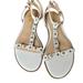Coach Shoes | Coach Henrie Flower Stud Ankle T-Strap Flat Sandal Women Cream Leather Sz 5.5b | Color: Cream | Size: 5.5