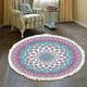 Duories Vintage Boho Cotton Rugs, Mandala Pattern, Washable Hand Woven Bohemian Round Rug with Tassels for Bedroom, Hallway, Living Room, Coffee Table, Doormats, Machine Washable, 120 cm, Flowers #22