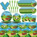 Wiooffen Golf Party Supplies Tableware Kit for 24 Guests Golf Birthday Party Plates Napkins Decorations and Favors with Sports Tablecloth and More