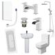 Affine 1700mm Bathroom Suite Double Ended Bath Shower Screen Toilet Basin Pedestal Taps