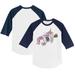 Infant Tiny Turnip White/Navy Seattle Mariners Unicorn Raglan 3/4 Sleeve T-Shirt